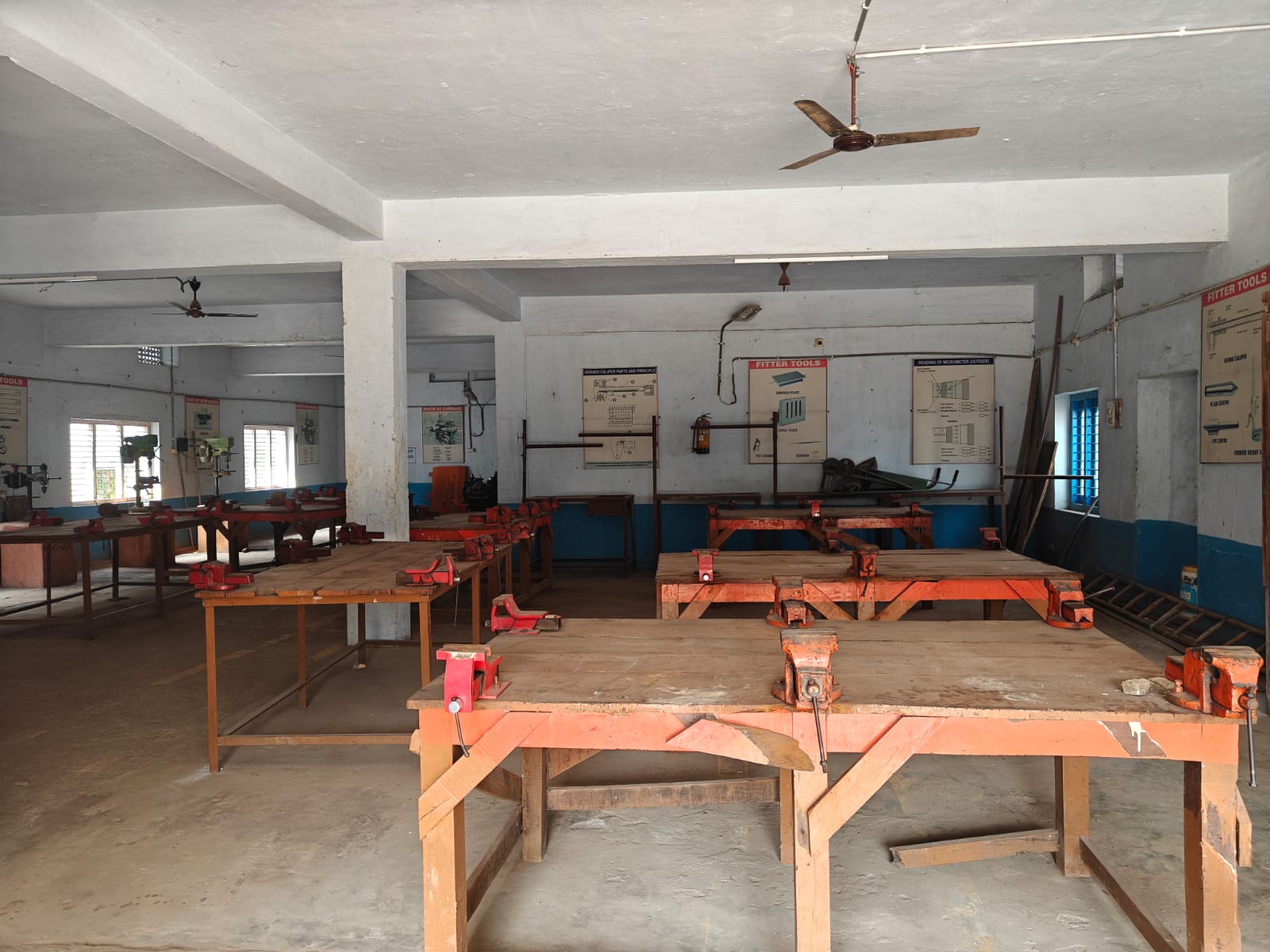 Fitter workshop benches and tools area