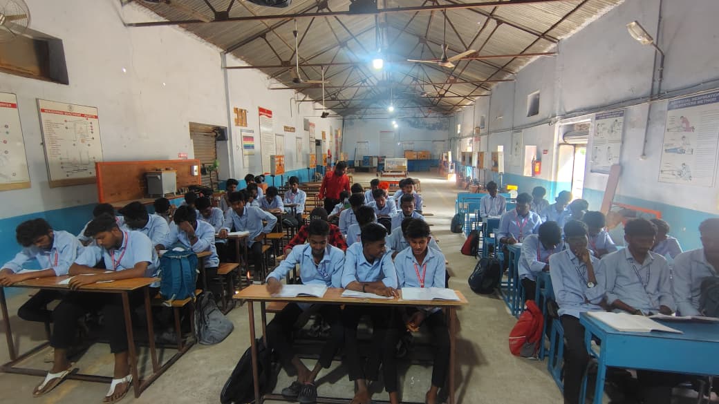Students seated in practical hall class