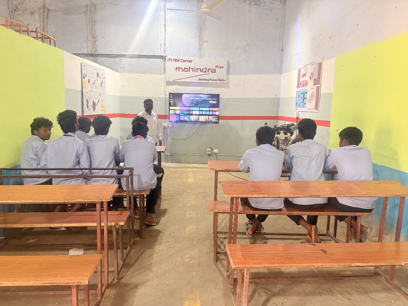 Students attending smart class demonstration